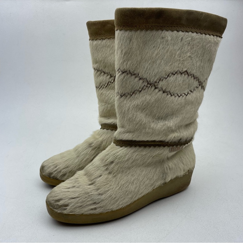 Vintage Tecnica Fur Off white Women’s Boots Size 41 US 10